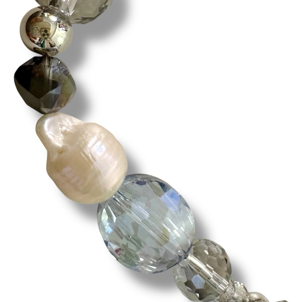 Anthropologie Serefina Chunky Mixed Beaded Retro 50’s Necklace Dark Grey NWT - Picture 8 of 14